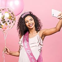 Vista 12 de SuPoo Kit de coronas de cumpleaños, banda y corona de cumpleaños, tiara de cumpleaños verde, corona de diamantes de imitación con peine