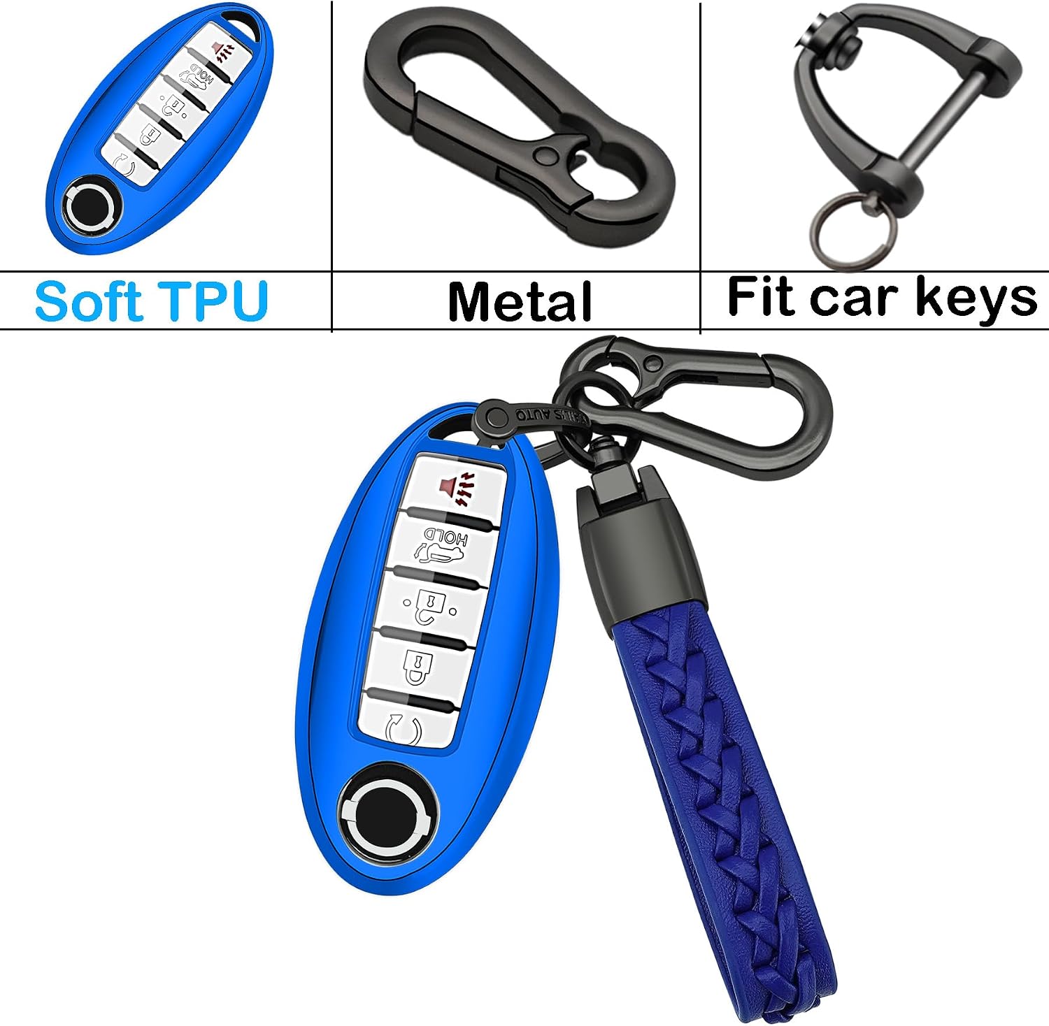Kirsnda for Nissan Key fob Cover,Protective case with Keychain,Soft TPU image 4