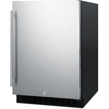 Summit AL54 ADA Height 24" Built-In Undercounter Refrigerator with Glass Shelves and Door Storage, Stainless Steel/Black