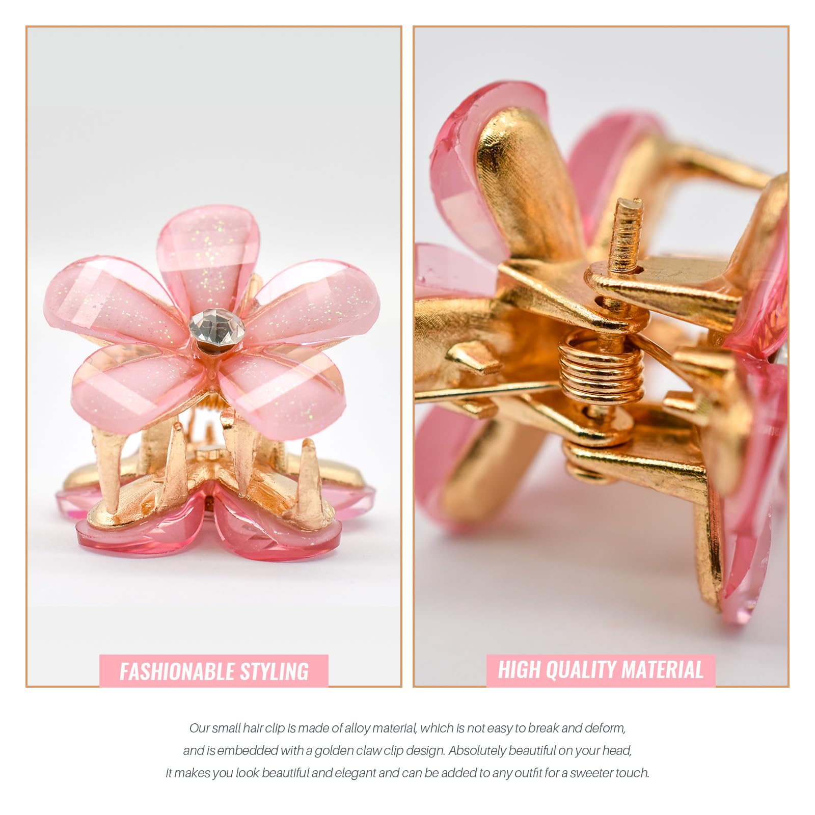 PAITOK Mini Hair Clips, Flower Hair Clips, Flower Clips, Non-Slip Hair Clips for Girls Women for Photos Daily Party - Image 3