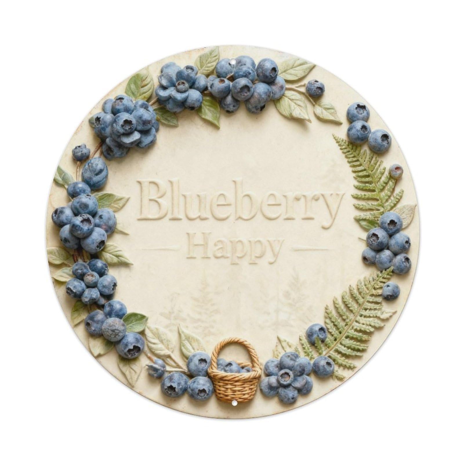 Blueberry Happy Metal Tin Sign Plaque