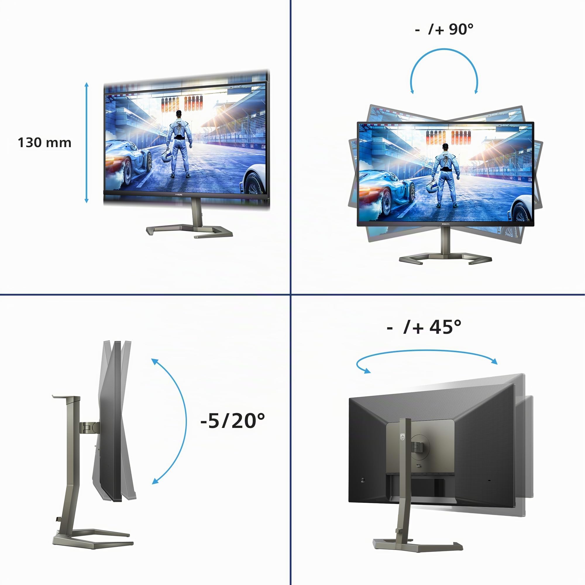 Philips Evnia 27M1N5500ZA - 27 Pulgadas QHD Monitor, 170Hz, Nano IPS, 1ms GTG, FreeSync Premium, Altavoces, Altura Ajustable, USB Hub (2560 x 1440 @ 170Hz, HDR400, HDMI 2.0 / DP 1.4 / USB 3.2)
