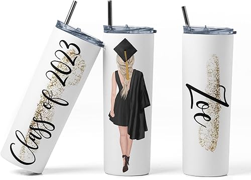 Miniatura 3 de Personalized Graduation Tumbler with Straw and Lid, Custom Name 20oz. Stainless Steel Tumbler, Class of 2024 Graduation Gift for Seniors and College