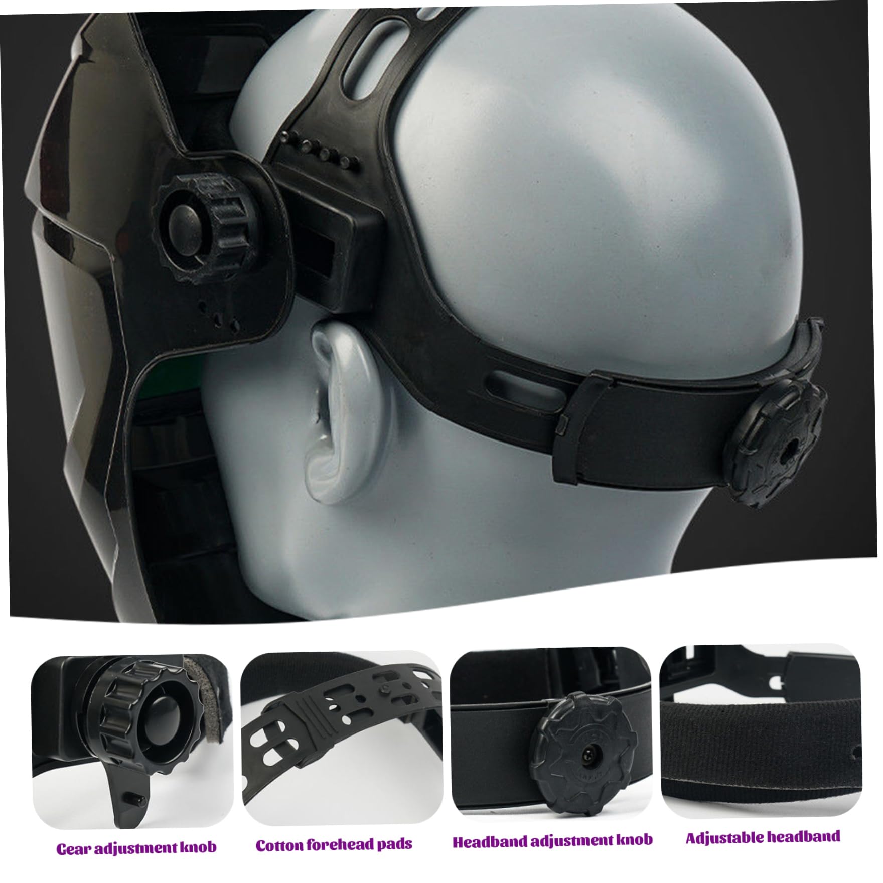 Casco de Soldadura con oscurecimiento automático, máscara de Soldadura LCD con energía Solar y Linterna Frontal, Capucha de Transpirable, Ajustable y Resistente al Calor con diseño Gira