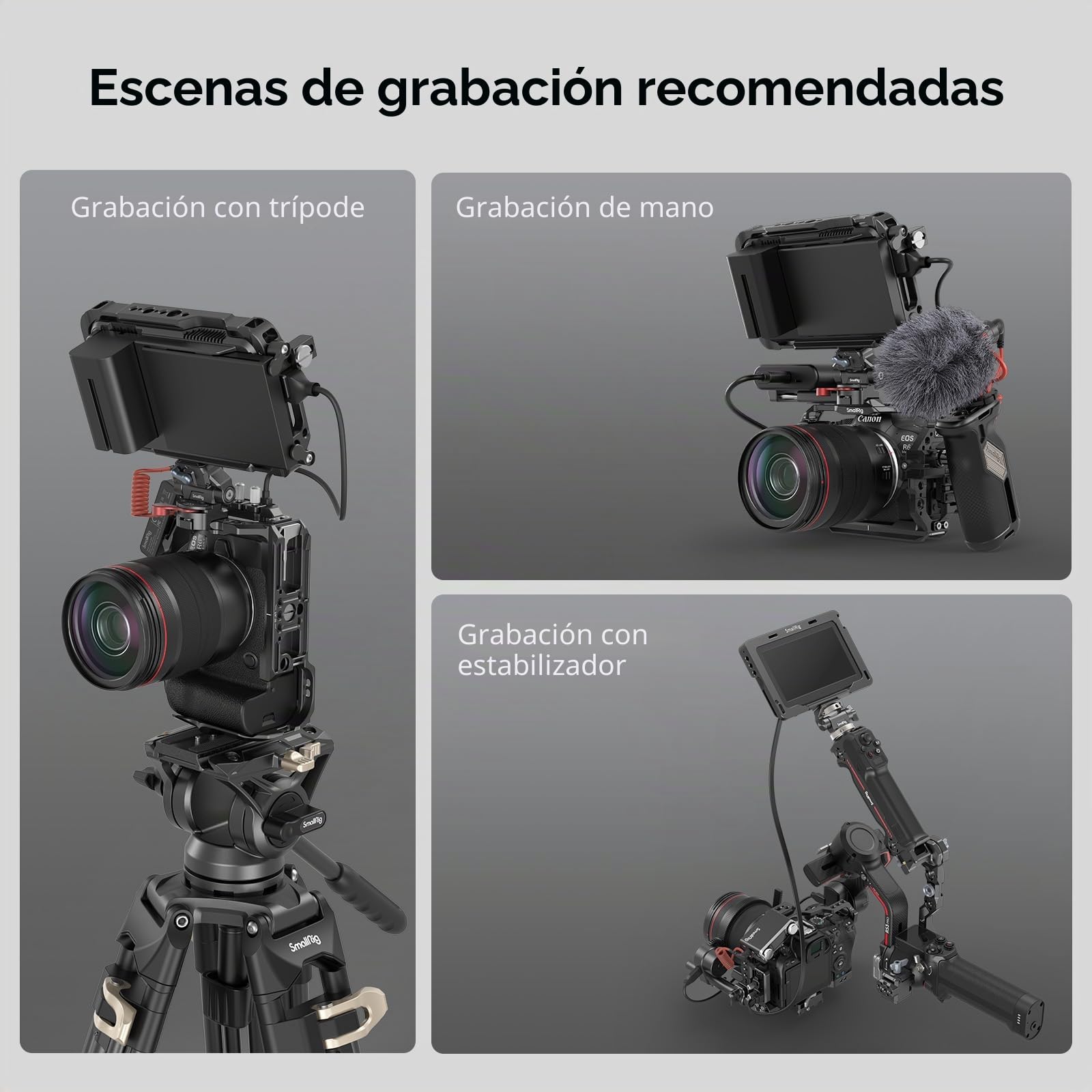 SMALLRIG Jaula para cámara R6 Mark II para Canon, Plataforma de cámara de Video Ajustable para Canon R6 Mark II, riel NATO Dual Integrado, Placa de liberación rápida para Arca - 4159B