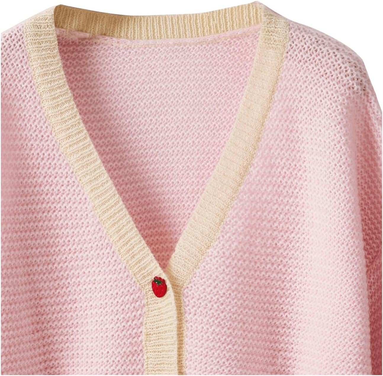 SHENHE Women's Kawaii Strawberry Pattern Cardigan Long Sleeve Open Front Casual Fall Sweater - Image 3