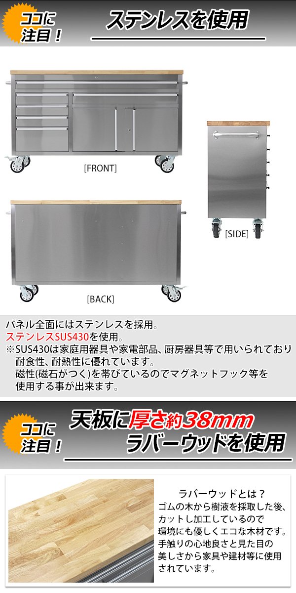 Amazon.co.jp: ステンレス ツールキャビネット 総積載荷重約600kg 約幅