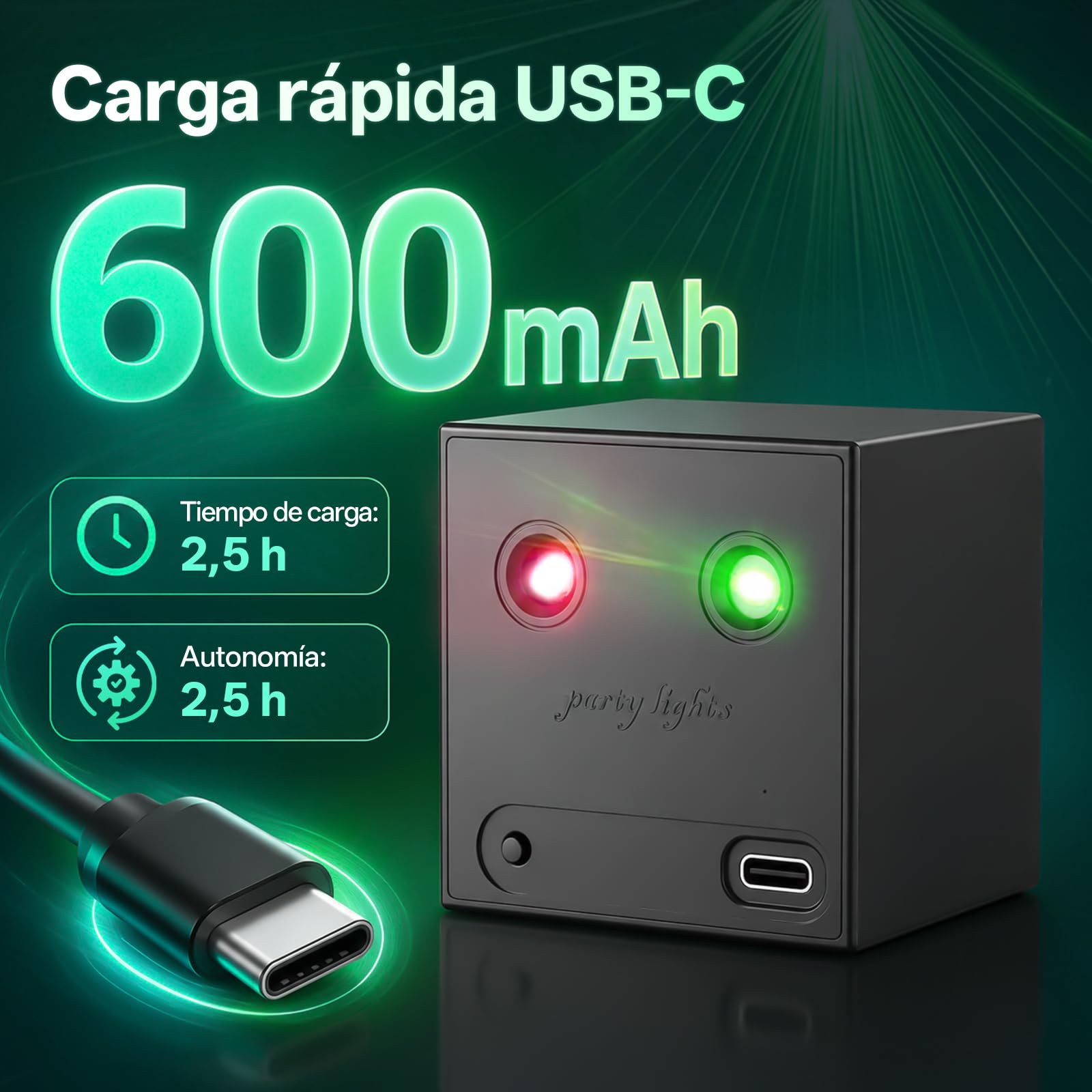 2PCS Mini Luces Discoteca Bateria, R/G Luces de Fiesta con 64 Efectos Dinámicos de Discoteca y Sonido Activado, Carga Type-C, Luz Lámpara para Fiesta Club Cumpleaños DJ Navidad Bar