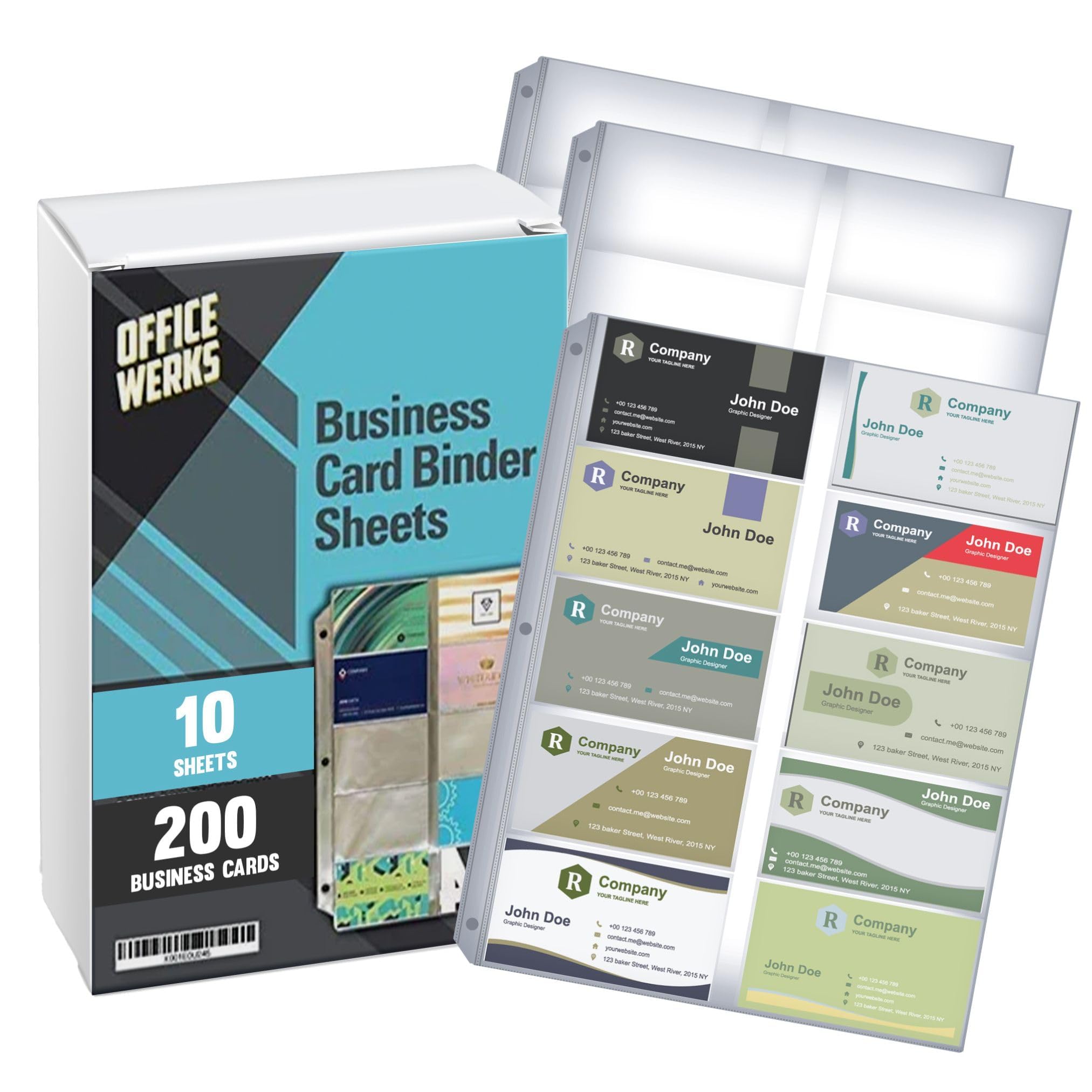Business Card Sleeves for 3 Ring Binders, Heavy Duty Clear Page Protectors,  Plastic Card Holder Sheets, 10 Pack, 20 Cards Per Sheet : Amazon.co.za:  Office Products