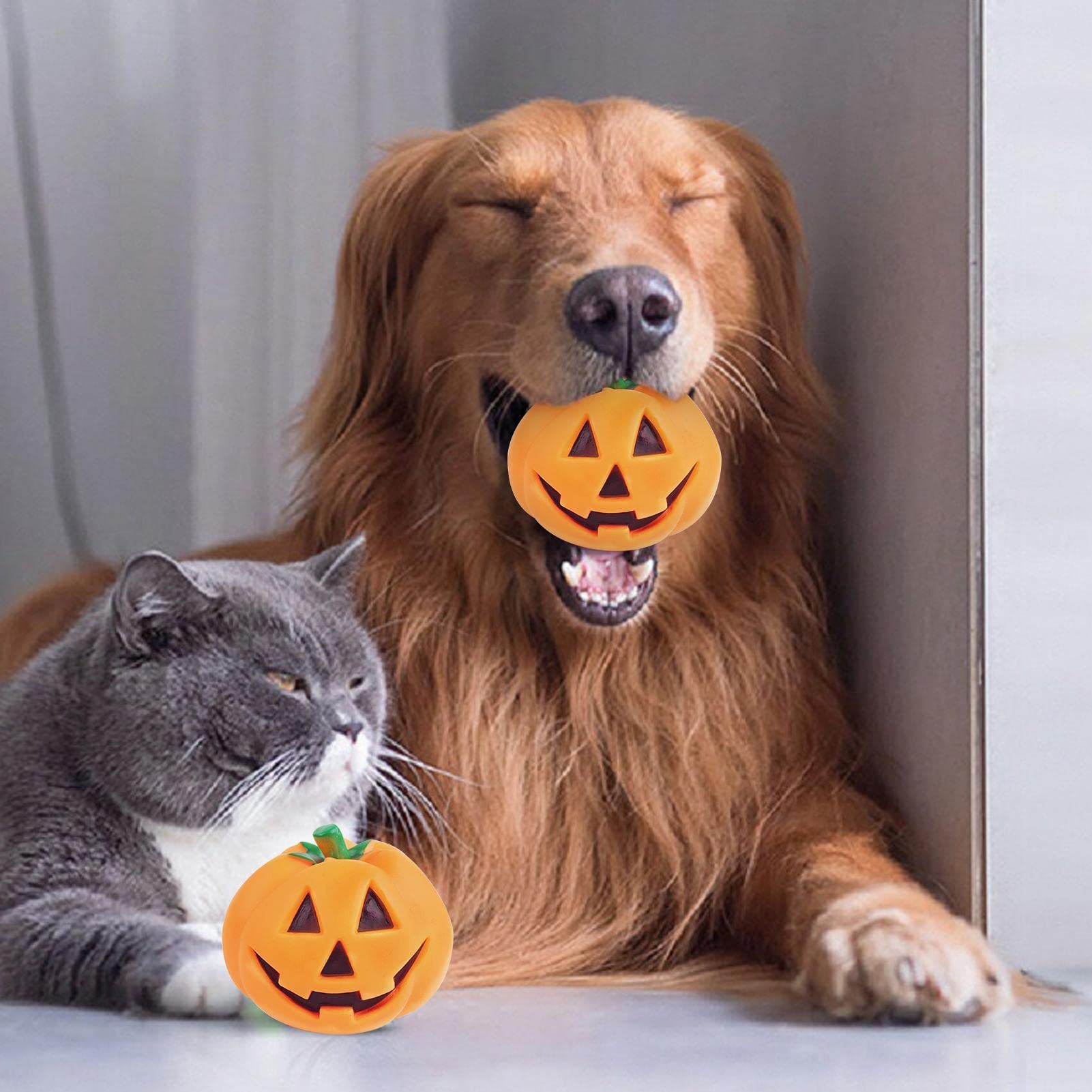 Satiskid Halloween-Kürbis-Plüschtier 4er-Set - Quietschspielzeug Für Hunde & Katzen