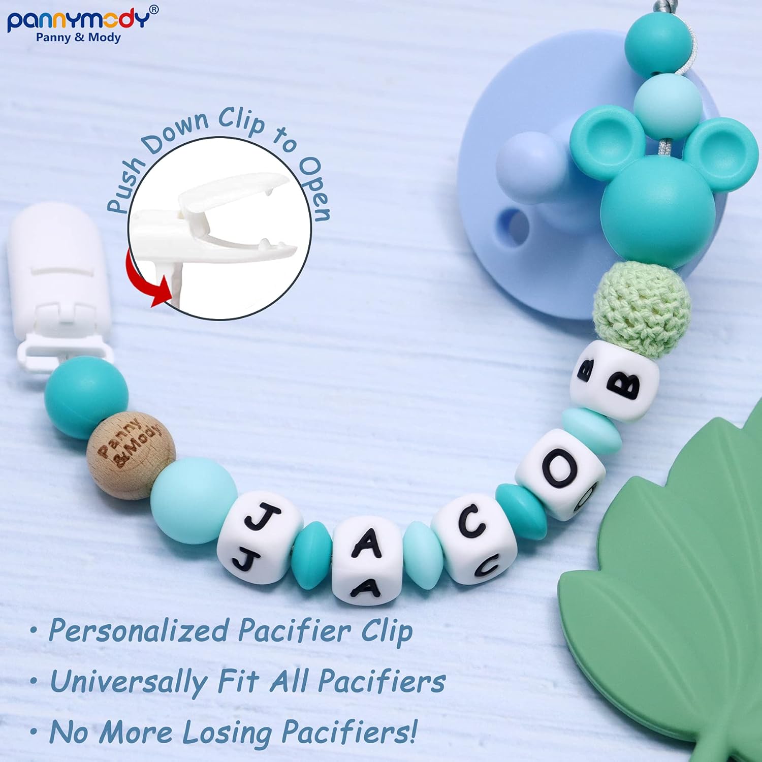 Personalized Pacifier Clip with Name, Customizable Pacifier Holder with Cute Silicone Mouse Head Pacifier Leashes with Teething Beads for Boy Girl Baby Shower Registry - Fits All Pacifier Styles(Pink) : Baby