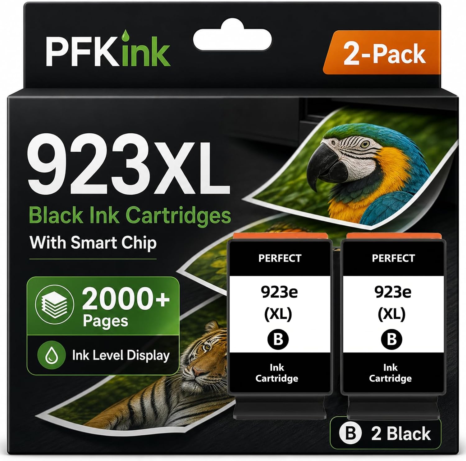 923e 923xl Black Ink Cartridges Combo Pack with Chip Replacement for HP 923 923e Ink, Compatible with OfficeJet 8120e 8135e 8122e 8138e 8139e 8124e 8130e 8132e Printer (2Black)