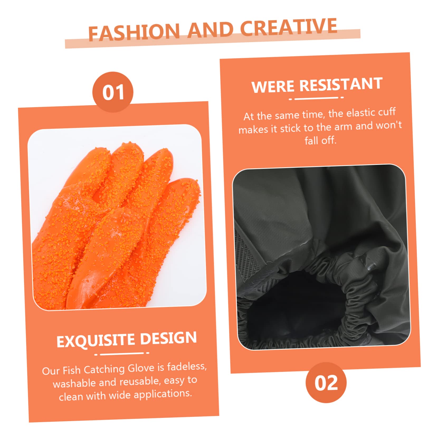 Operitacx 4 Guantes Impermeables de Pesca y Jardinería Guantes de Limpieza Largos Accesorios Profesionales para Acuarios y Antideslizantes y Reutilizables Naranja
