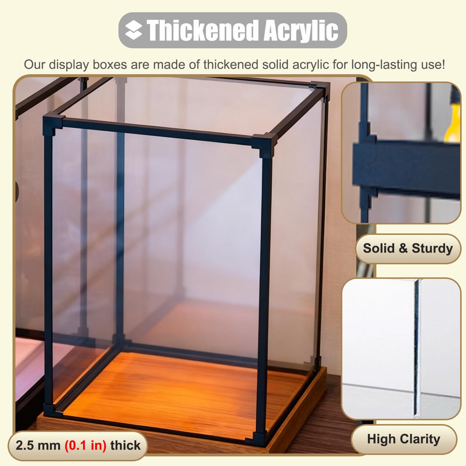 Vitrina AcríLica Vitrina de Madera de 50 40 45 60 65 cm de Largo. Vitrina de Acrílico Transparente para Objetos de Colección, Bolsos, Muñecas y Figuras. Organizador Apilable(30x25x25cm/12x10x10in)