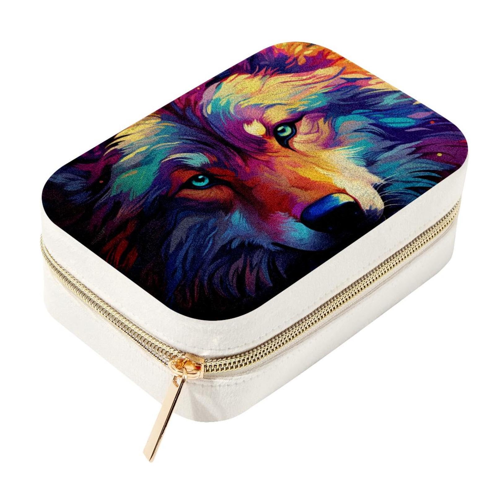 Boîte à bijoux loup : écrin de rangement haut de gamme au design élégant et spacieux.