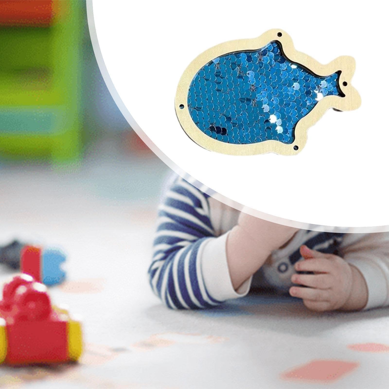 6X Fai da Te Bordo Occupato Parte Giocattolo Sensoriale Pesce Paillettes Materiale Fai da Te Bordo Sensoriale Giocattolo per Bambini Ragazz