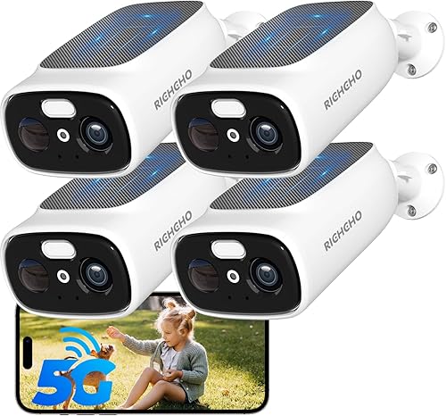 Miniatura 1 de 4 cámaras WiFi 2.4G5G para seguridad en el hogar con panel solar integrado, cámaras de seguridad solar de 2.5 K inalámbricas para exteriores con