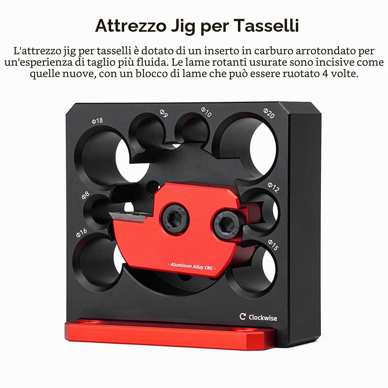 Asixxsix Maker Dowel Regolable Jig, in Lega di Alluminio a 8 Fori Perforazione elettrica fresatura a Bordo Rotondo a ausiliario Strumenti ausiliari con Chiavi in Lama per progetti
