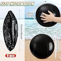 Vista 4 de Sinmoe 8 piezas inflables de color blanco y negro para decoración de pelotas de playa sólidas para piscina, pelota flotante para manualidades