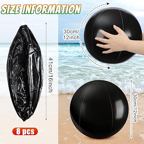 Miniatura 4 de Sinmoe 8 piezas inflables de Halloween blanco negro bolas de playa decoraciones sólido piscina bola flotante bola inflable bricolaje pintura