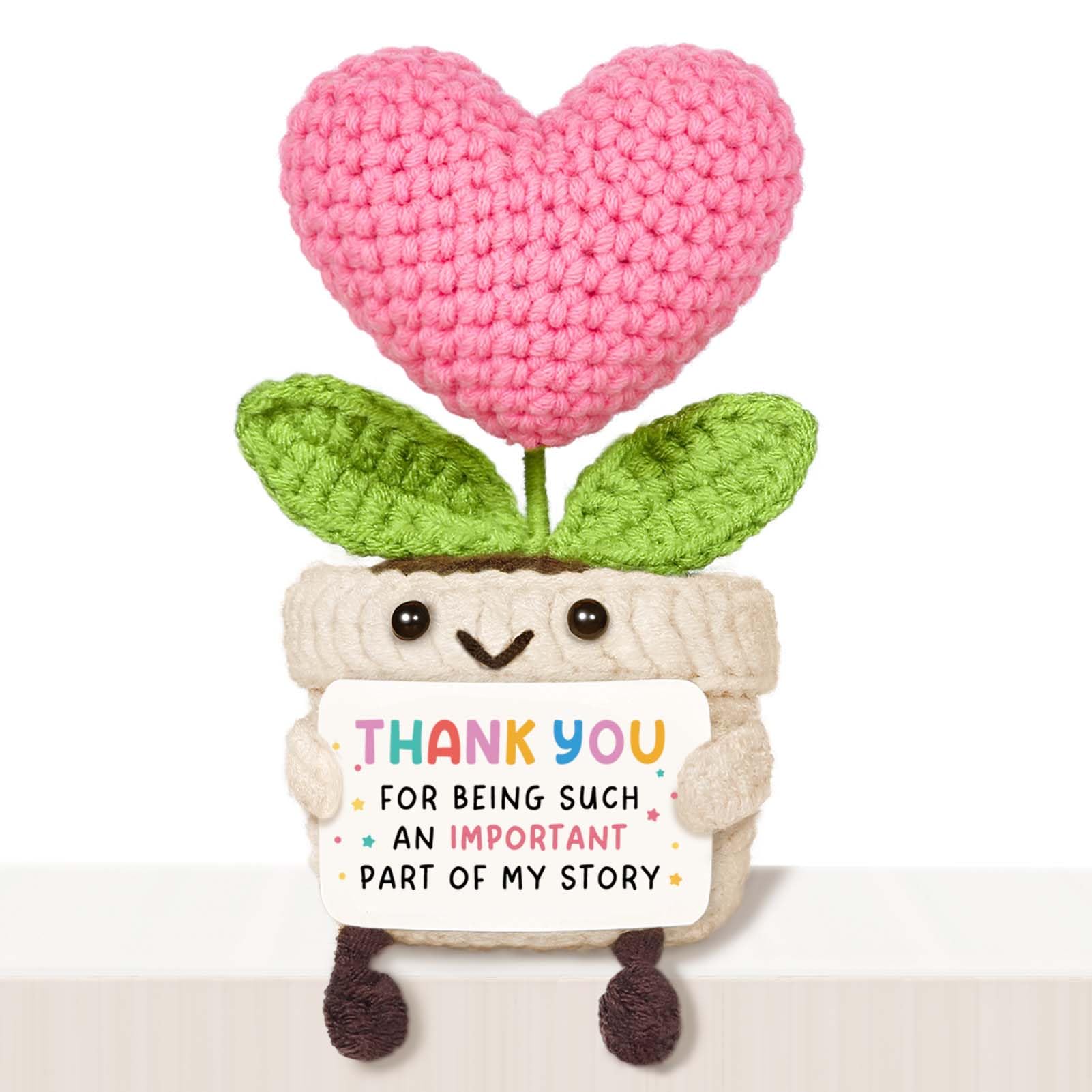Giftasy Friendship Gifts for Women - Handmade Crochet Heart Flower - Birthday Gift for Friend, Bestie, Women, Friendship Keepsake for Best Friend, Cute Stuff Desk Accessories — image 1