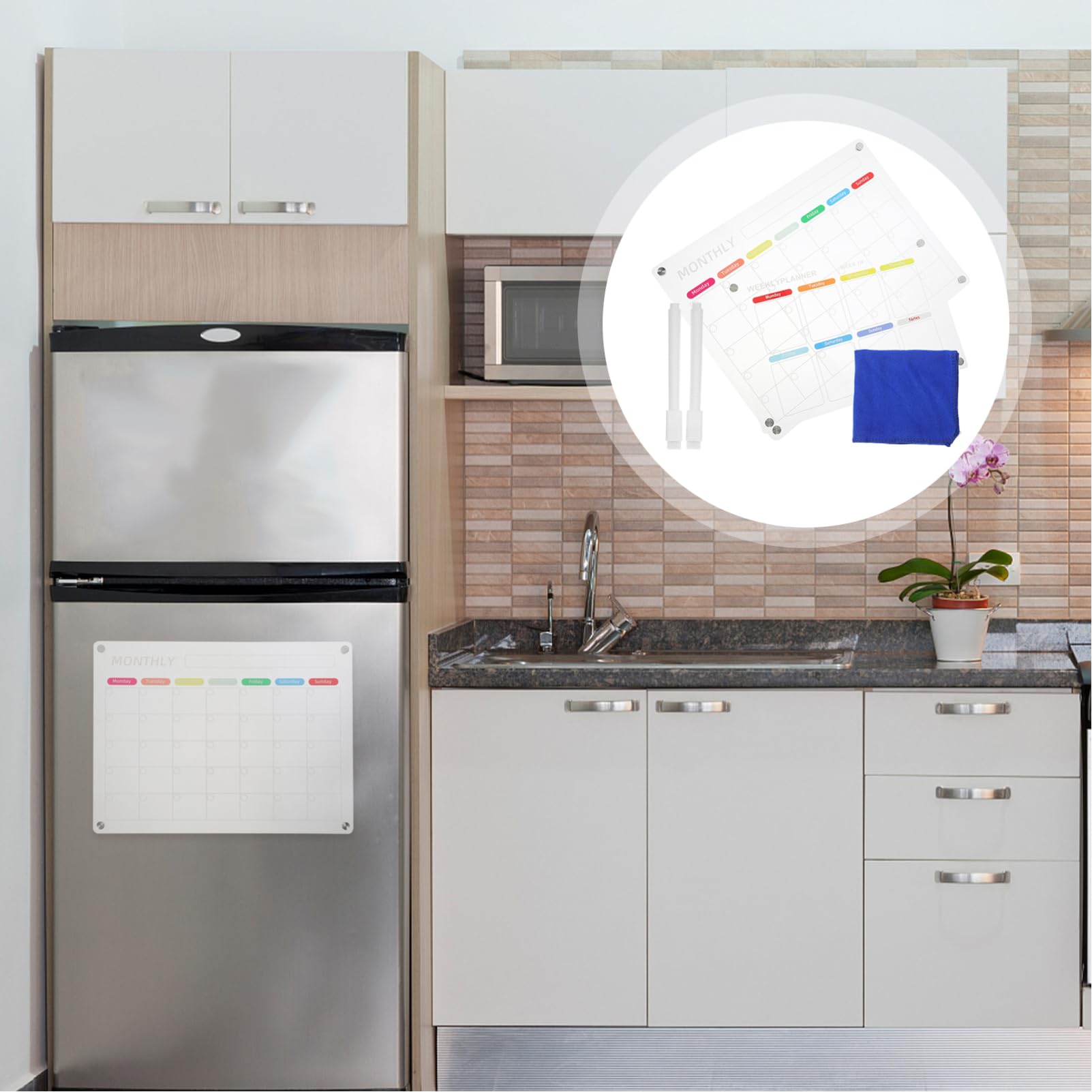 1ensemble Planificateur Magnétique Érasable Pour Réfrigérateur Tableau De Calendrier Transparent Avec Espace Pour Notes Et Rappels Pratique De Calendrier Mensuel Hebdomadaire