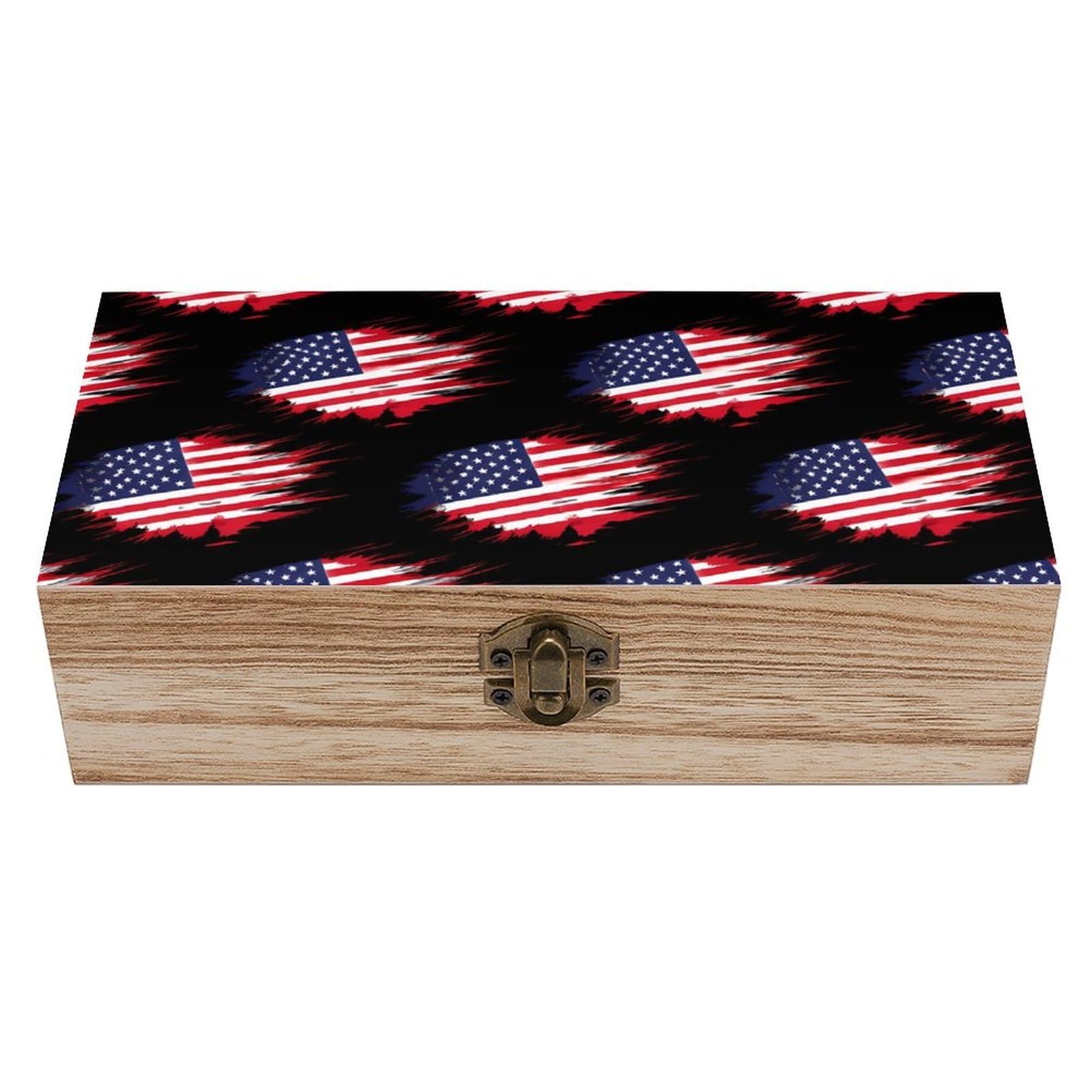 HLBSDM American British Flag Wooden Storage Box
