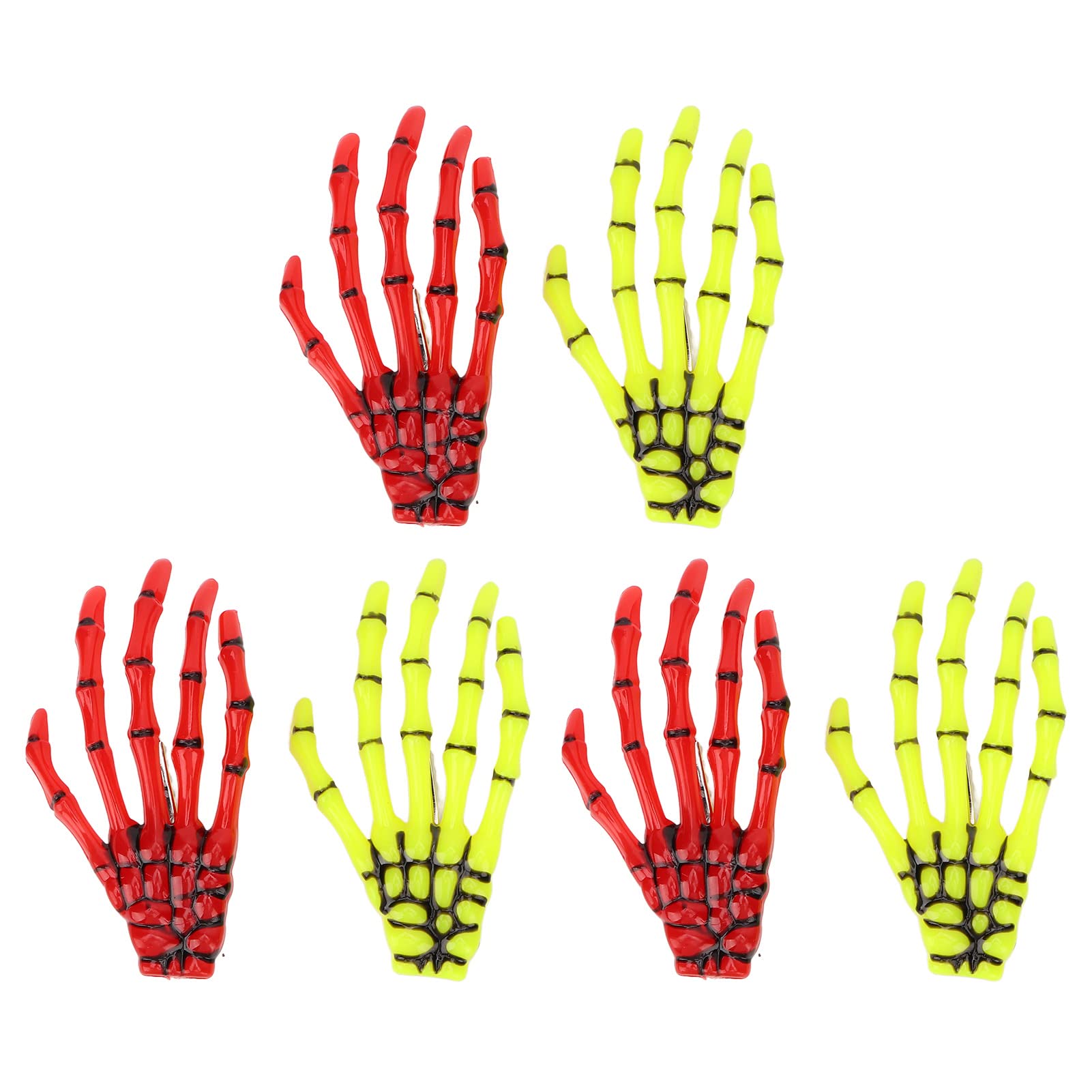 FRCOLOR 4er Set Skelett-Hand-Haarspangen – Strass, Gold/Silber, Für Halloween & Kostümpartys