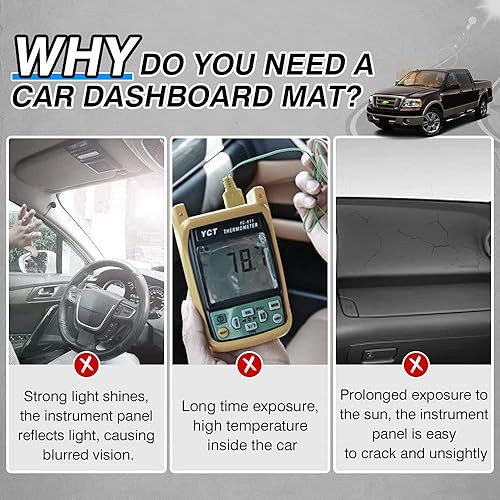 Miniatura 2 de Cartist Cubierta de tablero para Ford F150 2004 2005 2006 2007 2008 cubierta de tablero de gamuza antideslizante almohadilla protectora de