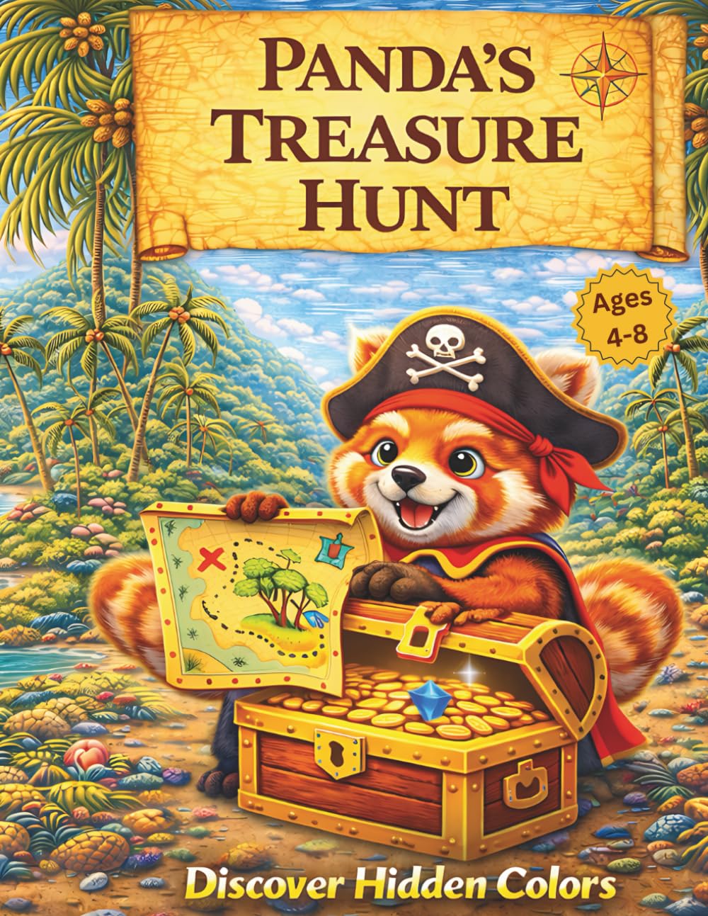 Panda's Treasure Hunt: Discover Hidden Colors: 50 Exciting Pirate & Adventure Coloring Pages for Kids Ages 4-8 – Cute Red Pandas, Treasure Maps, Gold ... Book) (Red Panda Adventures Coloring Series)