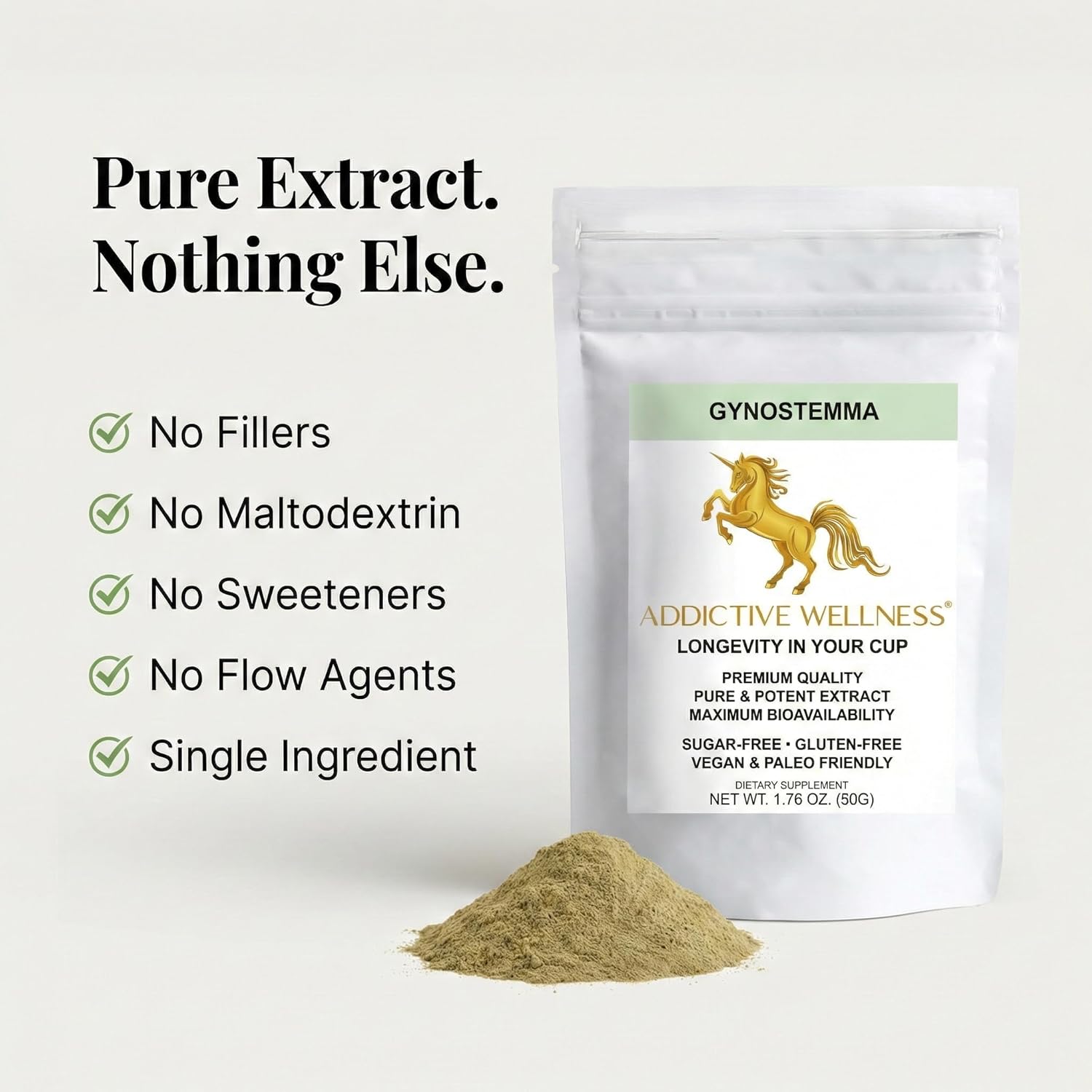 Addictive Wellness Gynostemma Leaf Extract Powder - Pure & Potent Jiaogulan Adaptogen for Energy, 1 Packet - Image 8