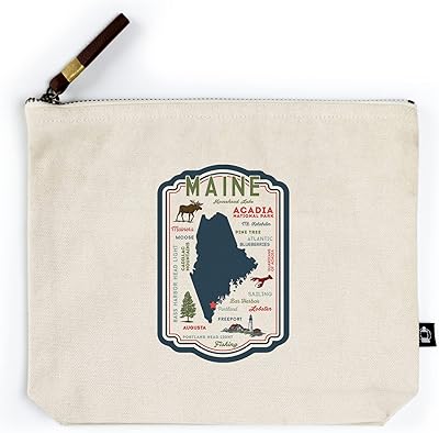 Lantern Press Portland, Maine, Typography and Icons, Contour (100% Cotton Canvas Travel Accessory Go Bag)