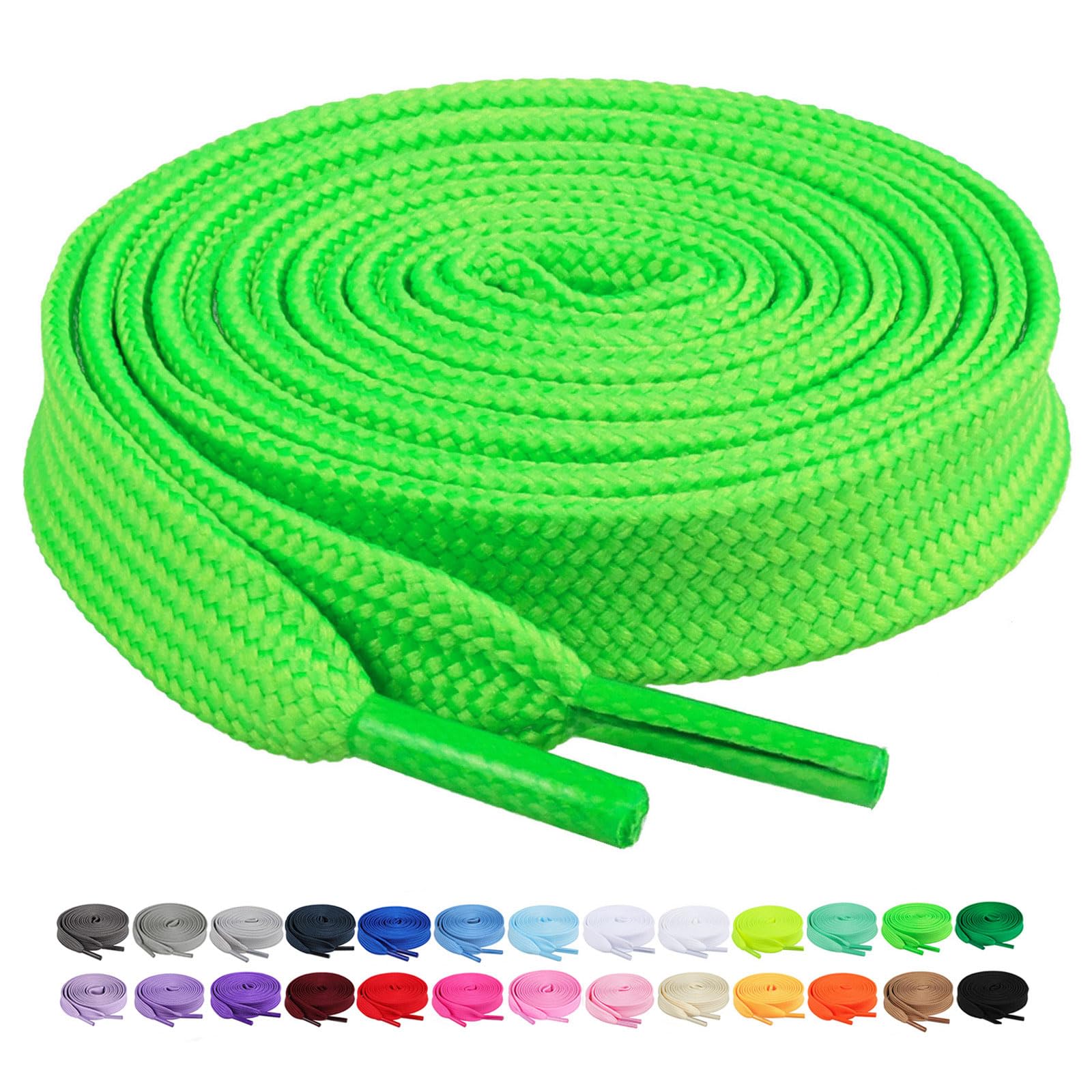 Booyckiy 2 Pairs 2/5" Flat Shoe Laces for Sneakers 26 Colors Shoelaces in 27"-72"