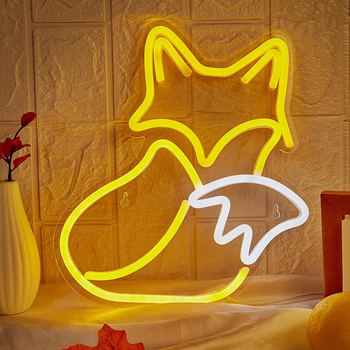 Letrero de neón LED de zorro de neón, con luz nocturna, luz nocturna 3D para decoración de pared, sala de juegos, recámara, sala de estar, fiesta, lámpara de decoración para niños, niñas y niños