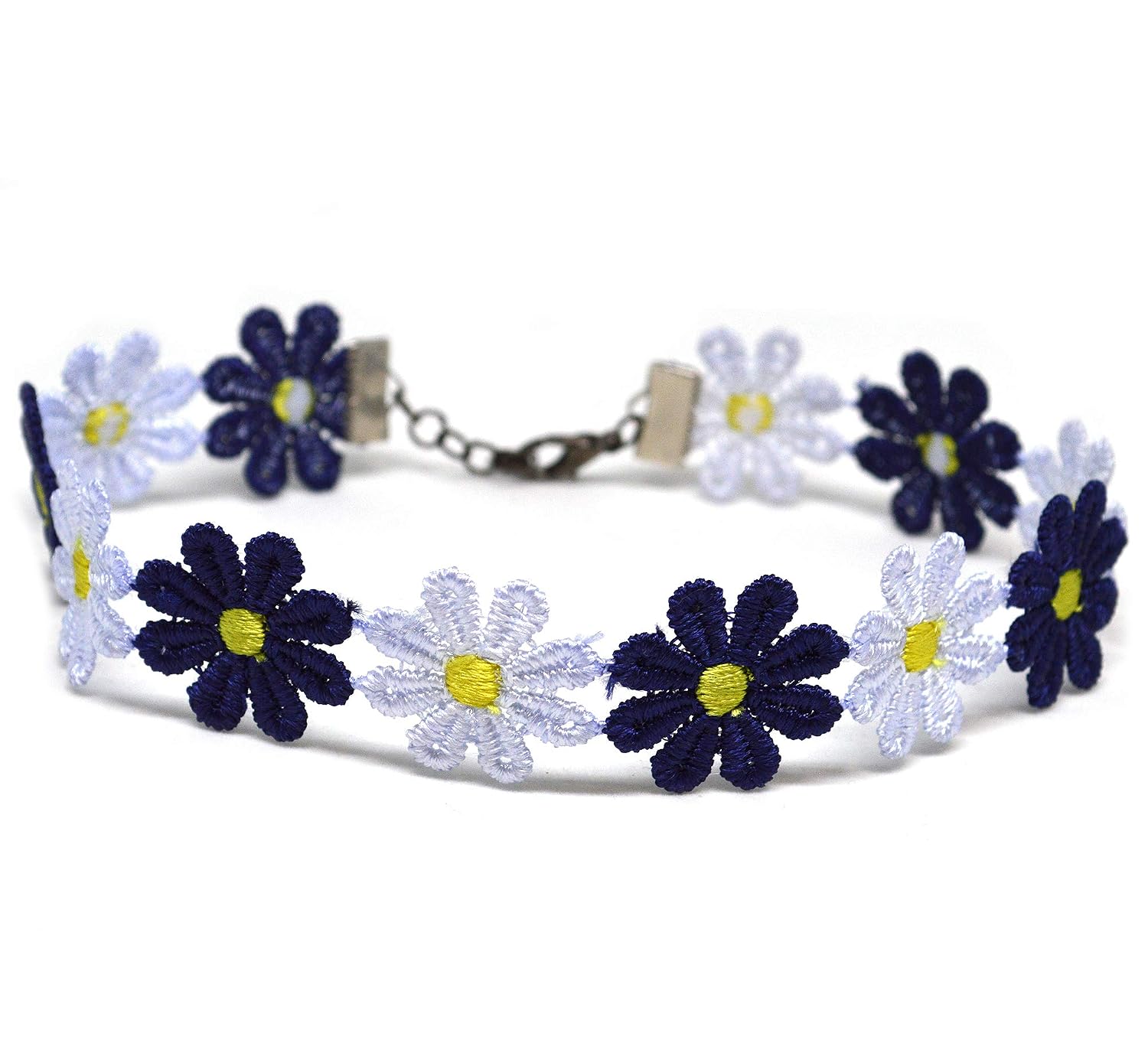 White Blue Flower Chain Hippie Daisy 