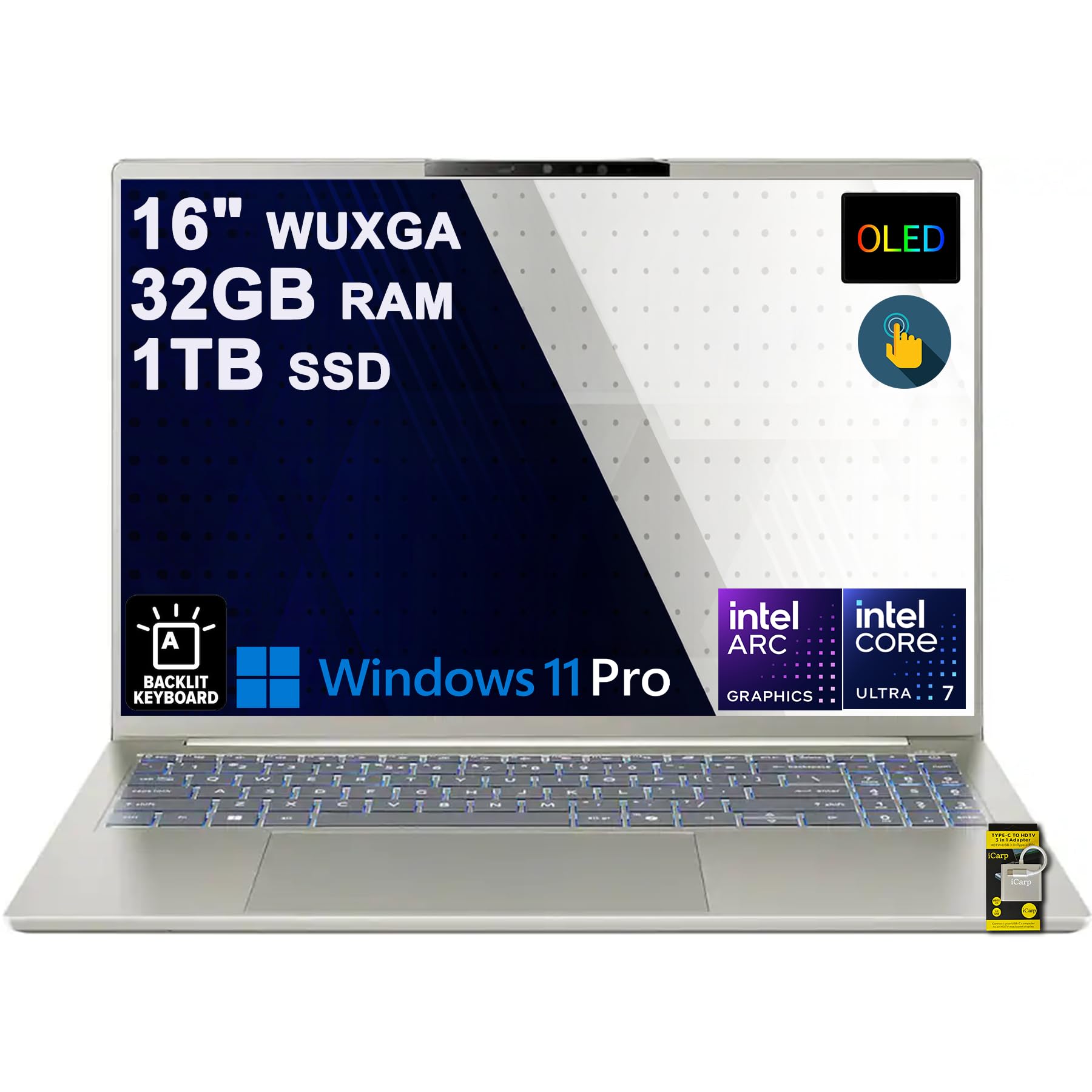 Acer Swift 16 AI Laptop 16" 2k WUXGA OLED Touch Intel 8-core Ultra 7 355 (>Ultra 9 288V Up to 49 Tops) 32GB RAM 1TB SSD Backlit Thunderbolt for Creator Designer Business Professional Win11Pro ICP Acc