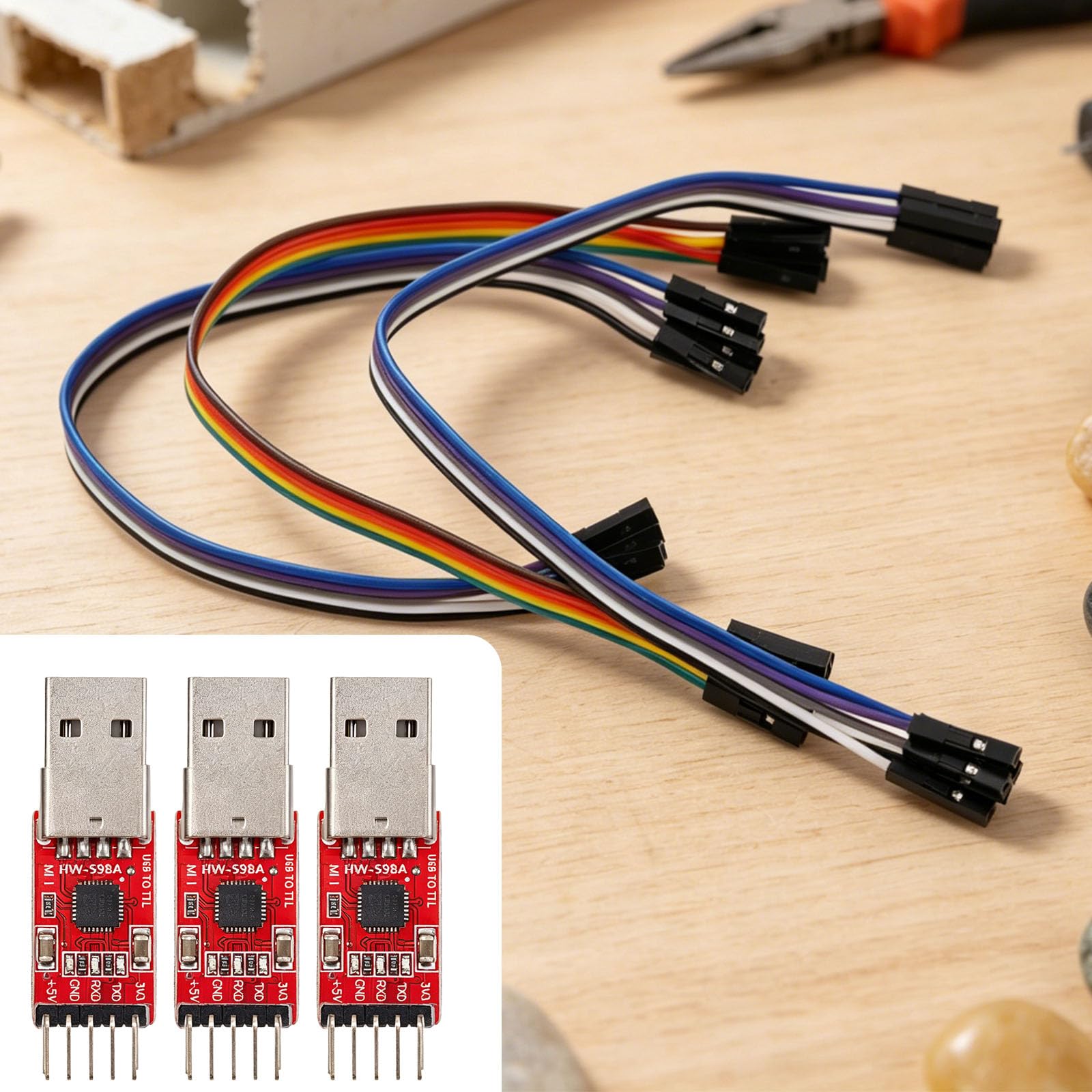 3pz Moduli Adattatori Seriali da USB a TTL, Convertitore USB 2.0 UART con Uscita 3.3V/5V STC Scheda di Download Compatibile con Cavi Jumper per Progetti Fai Da Te Arduino ESP8266 STM32
