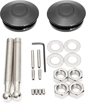 2Pack Quick Release Latch Universal 2.44in/62mm Diameter Universal Aluminum Alloy Push Button Quick Latch Hood Pins Lock Clip Kit for Auto Car Hood Pins Lock(2Pack-Black Pro)