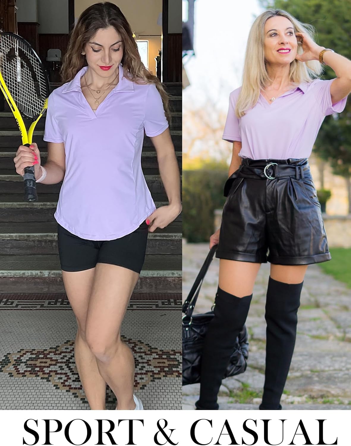 JACK SMITH Women's Golf Polo Shirt V Neck Short Sleeve Tennis Shirt Sun Protection Moisture Wicking Athletic Tops - Image 5