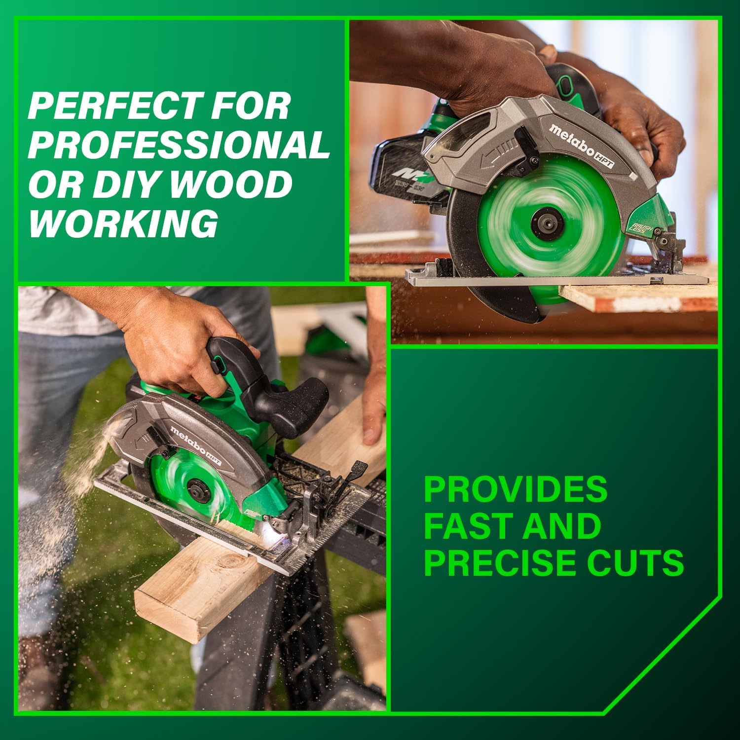 Metabo HPT 18V MultiVolt 7-1/4 Inch Cordless Circular Saw, High Torque, Lightweight Design, Up to 200 2x4 Cuts/Charge, Accepts 18V and 36V MultiVolt Metabo HPT Batteries, Tool Body Only, C1807DAQ4