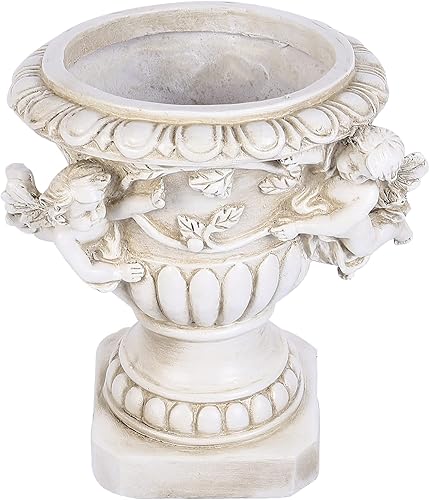 Miniatura 8 de Happyyami Maceta de cerámica para jardín, 1 unidad, para exteriores, diseño de ángel, estilo europeo, para manualidades (beige)