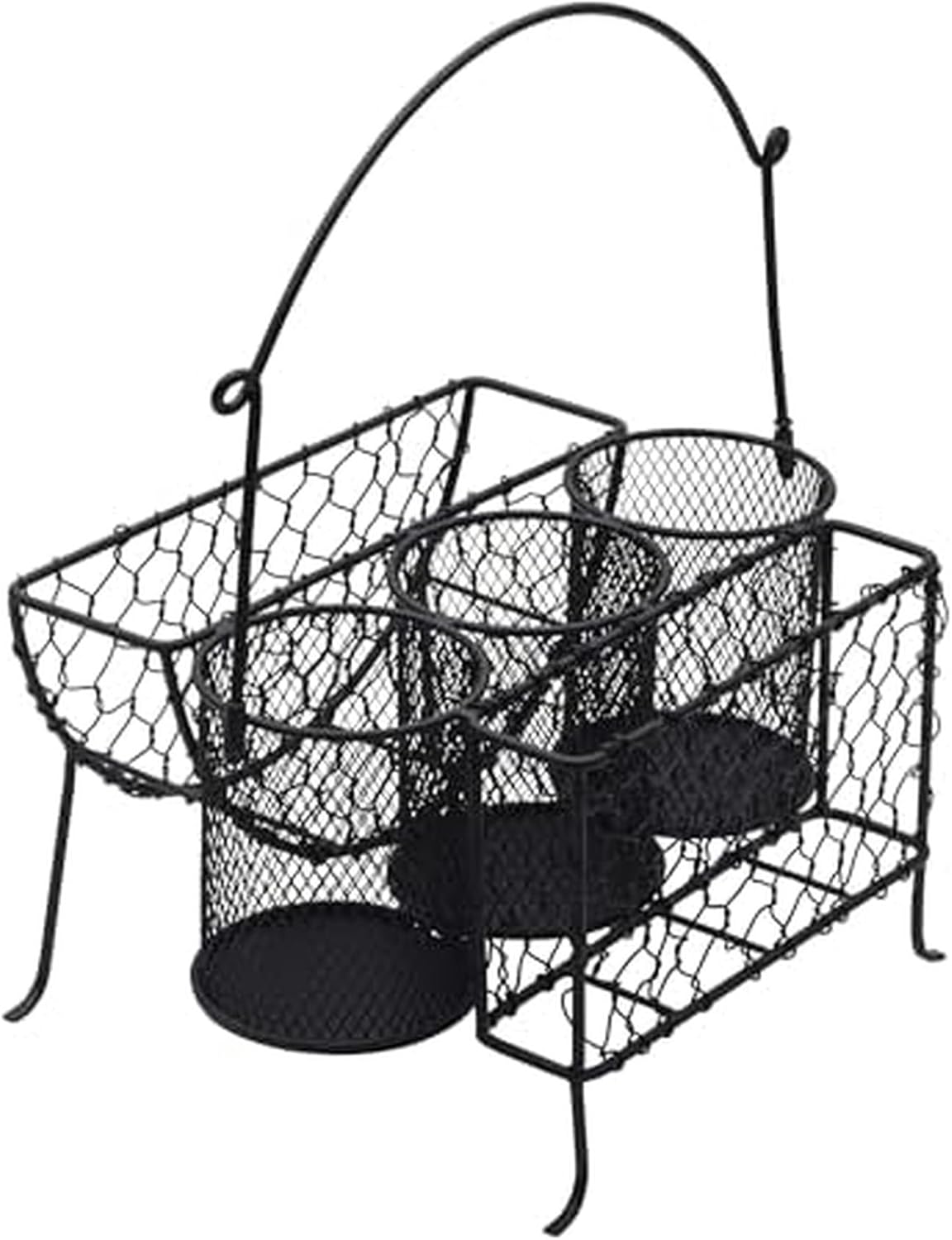 Mikasa Gourmet Basics Farmer's Market Picnic Caddy - Expandable Flatware Organizer - Iron Wire Frame with Compartments - Portable Silverware Drawer Organizer with Handle for Easy Carrying