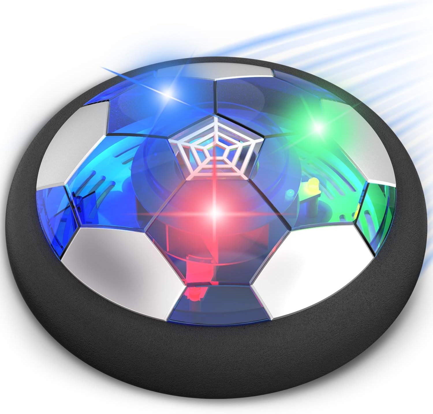 Cemirk Football Gift for Boys Indoor Hover Football Game Toy with Foam Bumper and LED Lights, Glides on Hard Floor - for Kids Aged 3-12