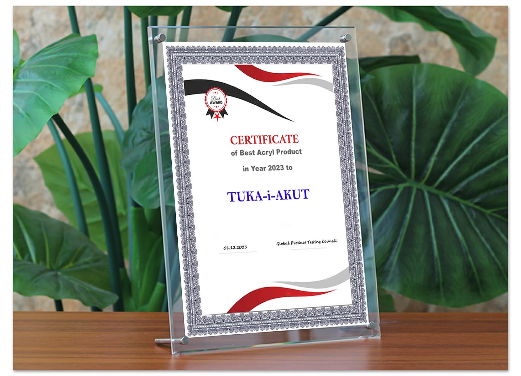 TUKA-i-AKUT TKD9400-A4-5x Lot de 5 cadres en acrylique double panneau transparent pour photos, documents, affiches, brochures certifiées