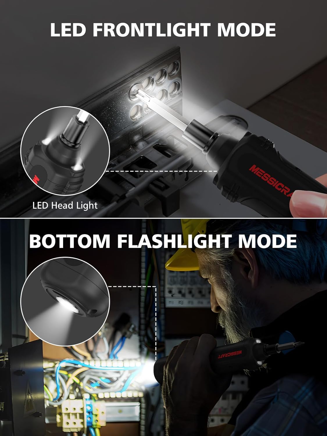 Smiling Shark Screwdriver Set, Cordless Power Screwdriver Kit Rechargeable 4V Professional 19 Magnetic Bits Set With Circuit Sensor & LED Headlight and Bottom Light, Electric-Screwdriver-Cordless-Set