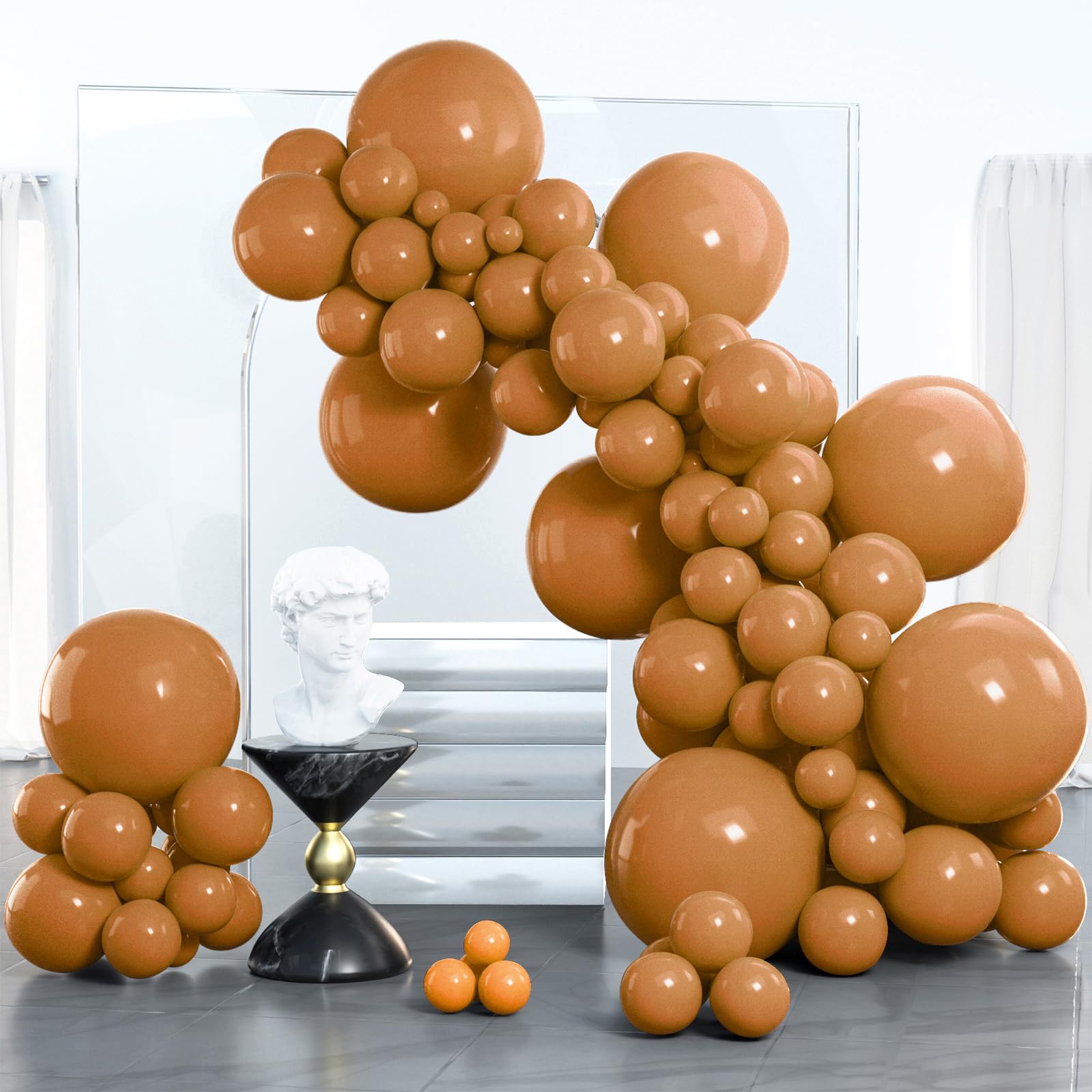 PartyWoo Light Brown Balloons 100 pcs Different Sizes of 18 12 10 5 Inch Caramel Brown Tan Boho Neutral Latex Balloon Arch Kit Garland for Birthday