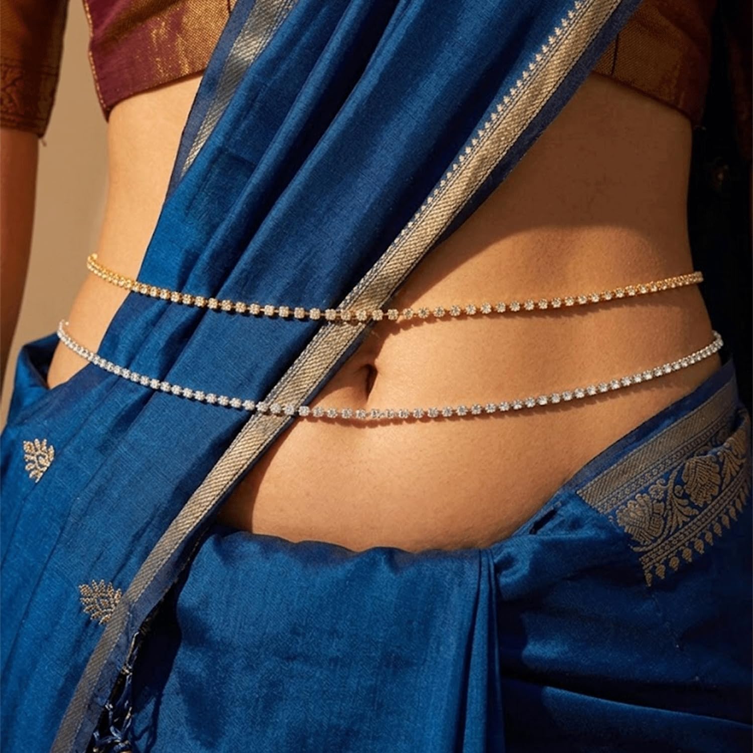 VAMA FASHIONS Gold waist hip belly body chain karddhani waistband vaddanam kamar bandhani for saree 2