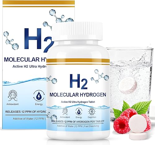 Tabletas de agua de hidrógeno con magnesio - 120 tabletas de hidrógeno molecular H2 de disolución rápida suplementos para la salud cerebral, función