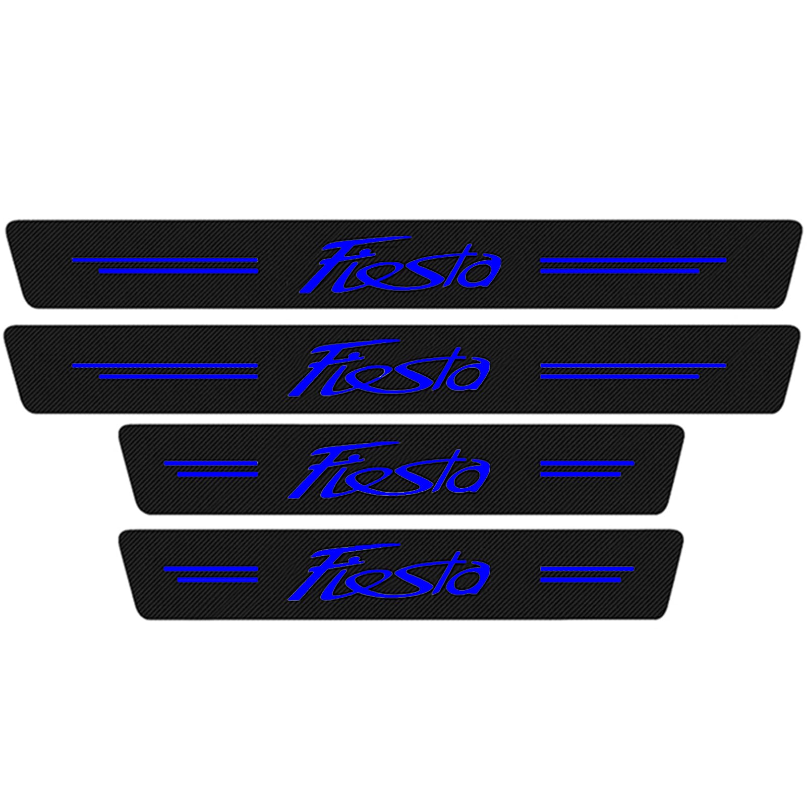 Klhywen Blue Car Door Sill Protector For Fo-Rd Fiesta 4Pcs Car Door Sill Scuff Plate Carbon Fiber Stickers Accessories,
