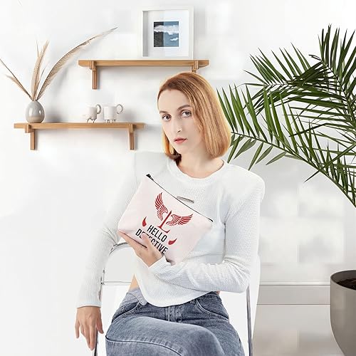 Miniatura 4 de LEVLO Lucifer - Bolsa de maquillaje cosmética para programas de televisión Lucifer Morningstar, regalo Hello Detective Lucifer con cremallera, bolsa